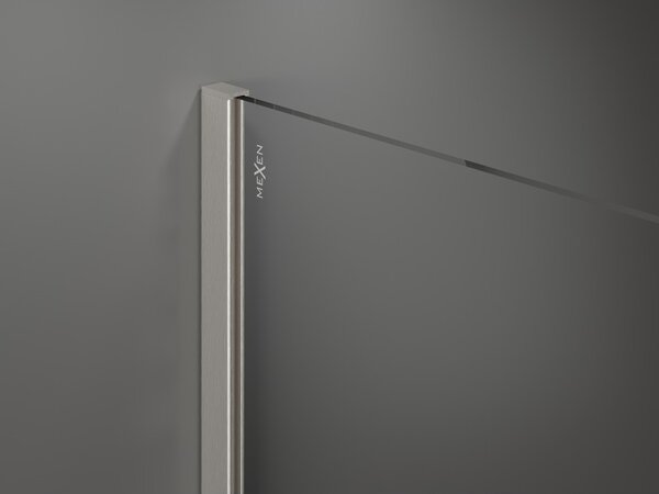 Mexen Kioto, paravan de duș walk-in 130 x 200 cm, sticlă transparentă de 8 mm model negru, profil din oțel periat, 800-130-101-97-77