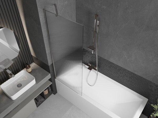 Mexen Next, paravan de baie 1 aripă 70 x 150 cm, aripă fixă, sticlă 6 mm cu dungi, profil cromat, 895-070-000-00-09-01