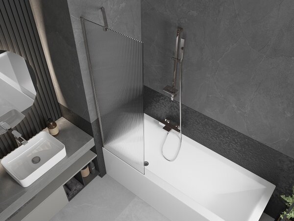 Mexen Next, paravan de baie 1 aripă 60 x 150 cm, aripă fixă, sticlă 6 mm cu dungi, profil cromat, 895-060-000-00-09-01