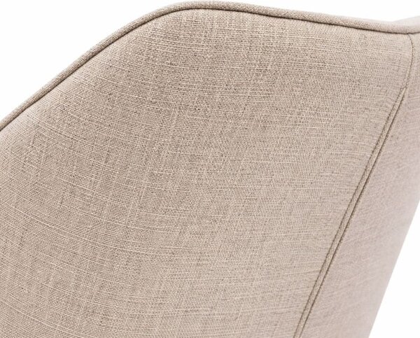 Scaun tapițat Beige cu bază metalică neagră