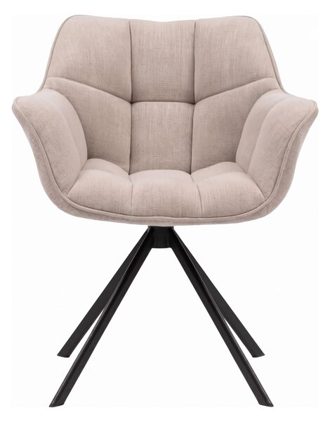 Scaun tapițat Beige cu bază metalică neagră
