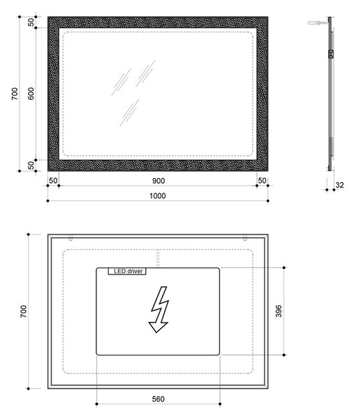 Sapho Sapho, oglindă FLUT LED retroiluminată 1000x700mm, albă, FT100