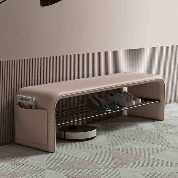 Bancheta din piele Cream 100x35x42cm