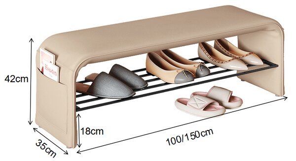 Bancheta din piele Cream 100x35x42cm