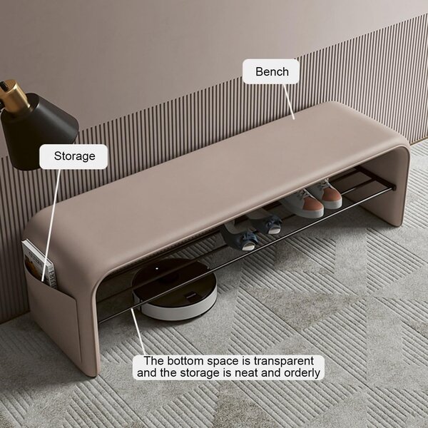 Bancheta din piele Cream 100x35x42cm
