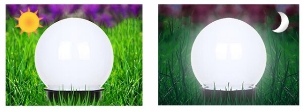 Lampă solară cu LED, 1,2 V, 6500 K, 200 mAh, diametru 10 cm, IP44, alb/negru