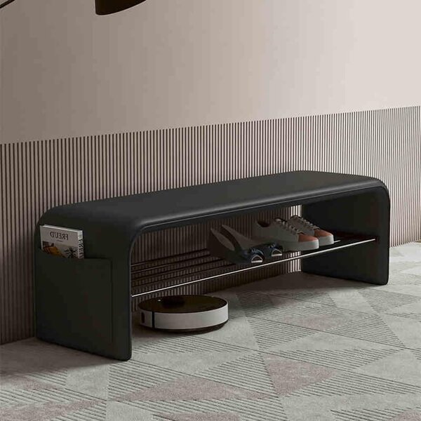 Bancheta din piele Black 100x35x42cm
