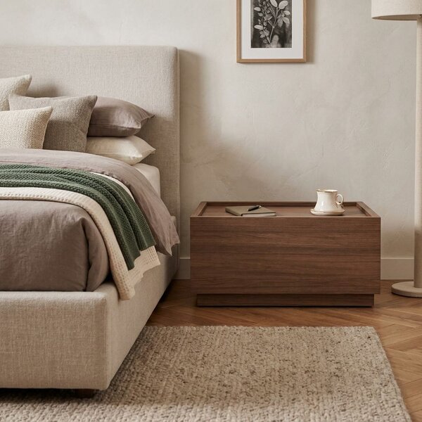 Noptiera lemn Blocka modulara 40x40x23.5 cm Walnut