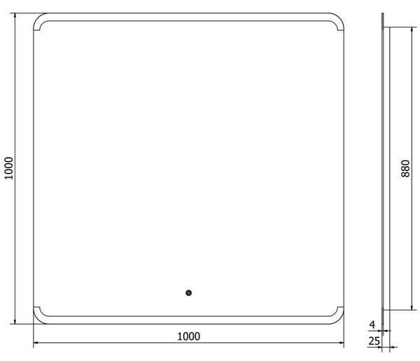 Mexen Nida, oglinda baie LED cu iluminare din spate 100x100 cm, 6000K, anti-aburire, 9806-100-100-611-00