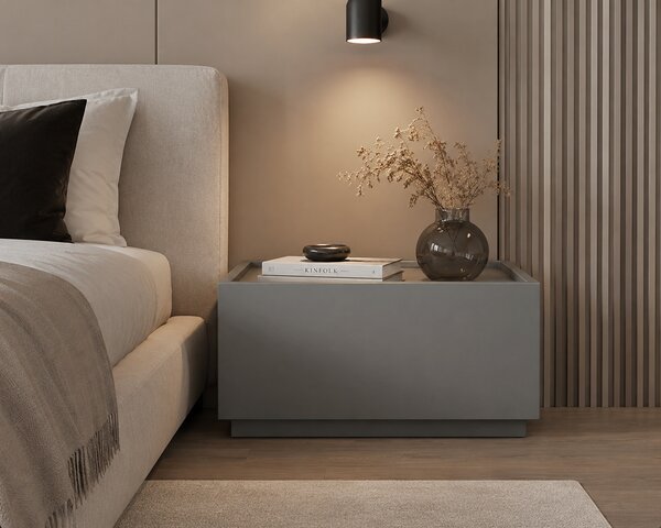 Noptiera lemn Blocka modulara 40x40x23.5 cm Grey