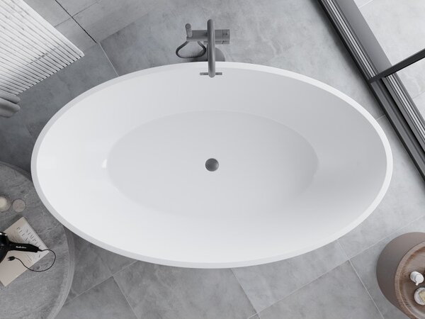 Mexen Nike, cadă de sine stătătoare 175 x 100 cm, alb-negru, grafit mat periat preaplin, 54071751075-66