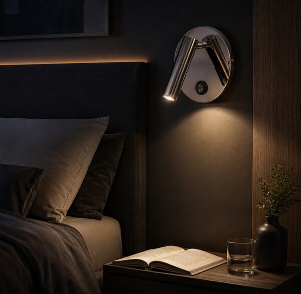 Aplica argintie din metal cu LED