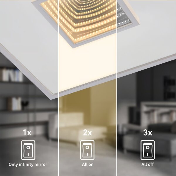 Briloner 3848014 - Plafonieră LED TORO LED/18W/230V 42x42 cm crom mat