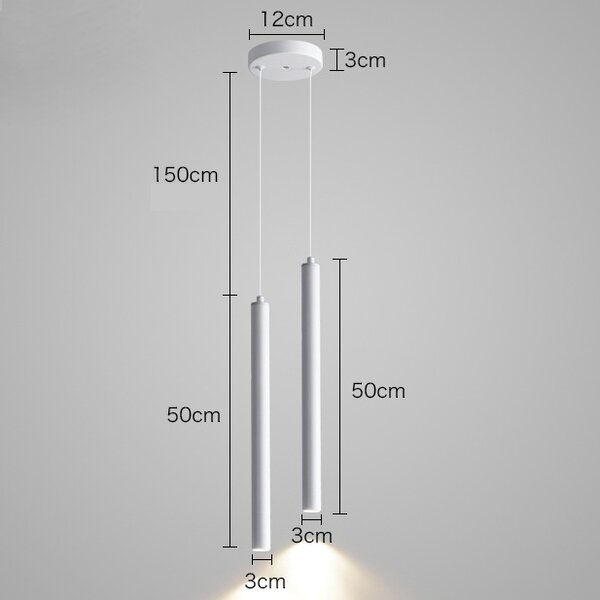 Pendul dublu minimalist cilindric – finisaj alb 50cm