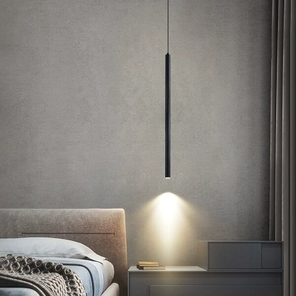 Corp de iluminat suspendat, stil minimalist, finisaj negru 30 cm
