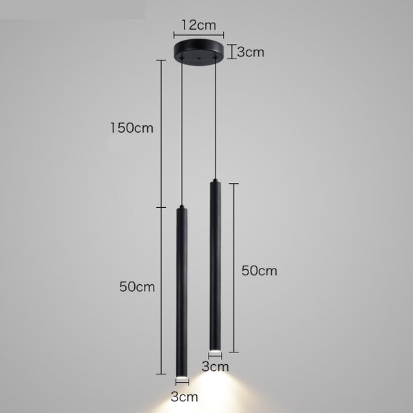 Pendul dublu minimalist cilindric – finisaj negru 50cm