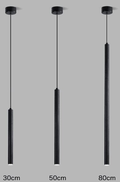 Corp de iluminat suspendat, stil minimalist, finisaj negru 30 cm