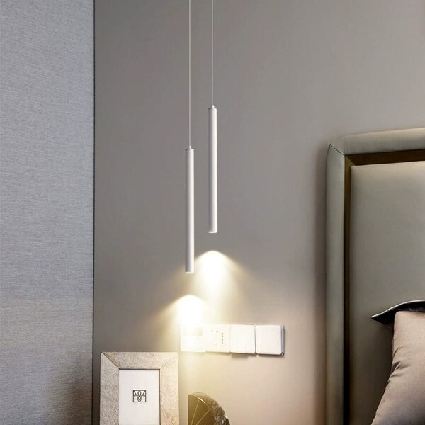 Pendul dublu minimalist cilindric – finisaj alb 50cm