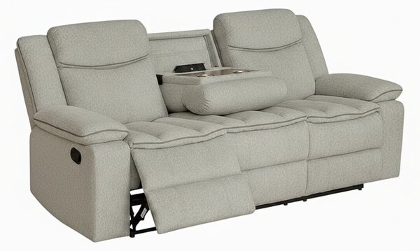Canapea Recliner Manual cu 3 locuri si Port USB, Gri