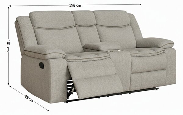 Canapea Recliner Manual cu 2 Locuri si port USB, Gri