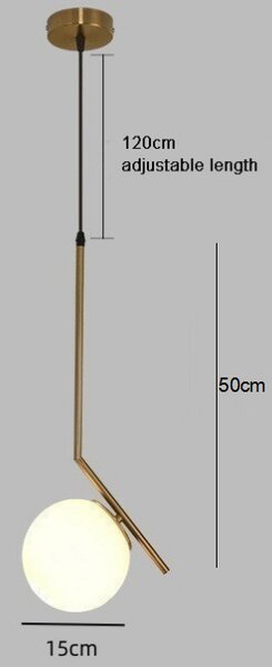 Pendul modern cu glob opac și structură metalică neagră 50x15 cm