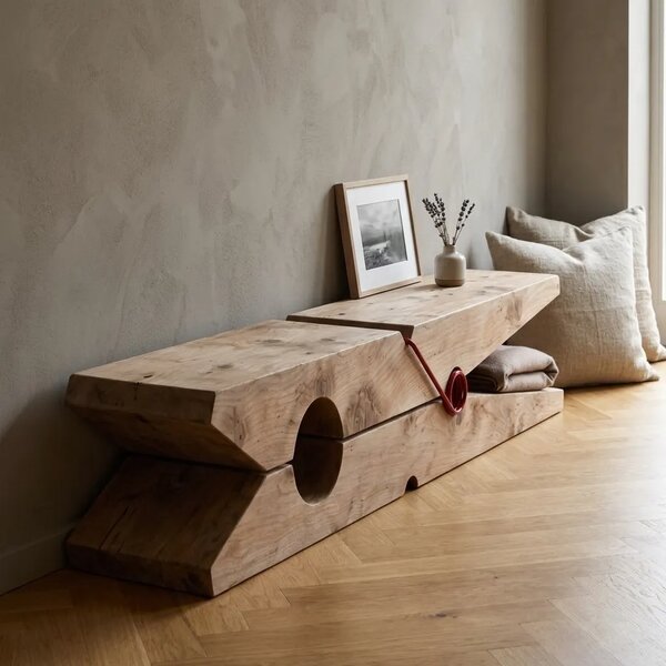 Banchetă din lemn masiv tip Molletta 150x30x40cm Oak