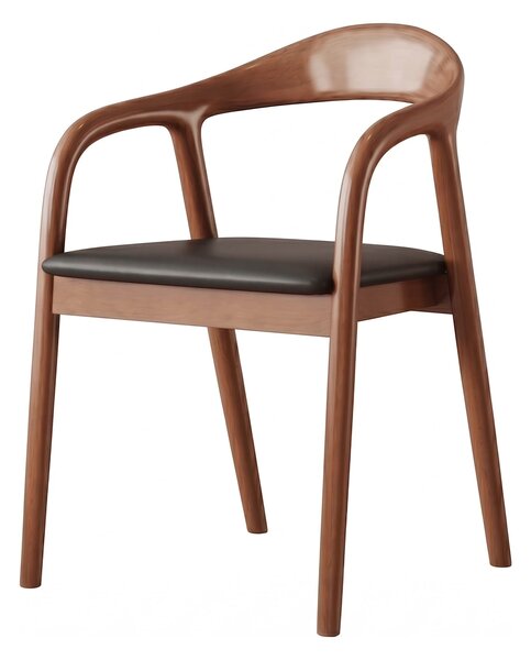 Scaun dining din lemn cu șezut tapițat Zen Walnut