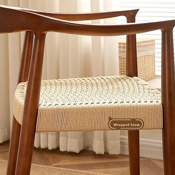Scaun dining cu șezut împletit Nordic Wood Walnut
