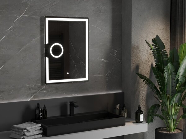 Mexen Onyx, oglinda baie LED cu iluminare din spate si oglinda cosmetica 60x80 cm, 6000K, anti-aburire, 9813-060-080-611-00
