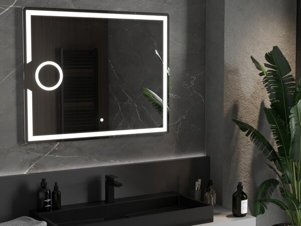 Mexen Onyx, oglinda baie LED cu iluminare din spate si oglinda cosmetica 100x80 cm, 6000K, anti-aburire, 9813-100-080-611-00