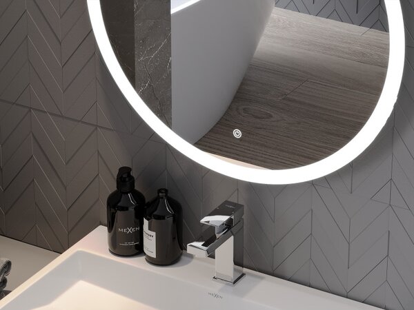 Oglindă de baie rotundă cu iluminare din spate LED Mexen Oro 50cm 6000K Pad de încălzire anti-aburire 9824-050-050-611-00