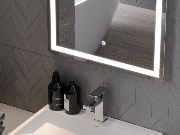 Mexen Onyx, oglinda baie LED cu iluminare din spate si oglinda cosmetica 60x80 cm, 6000K, anti-aburire, 9813-060-080-611-00