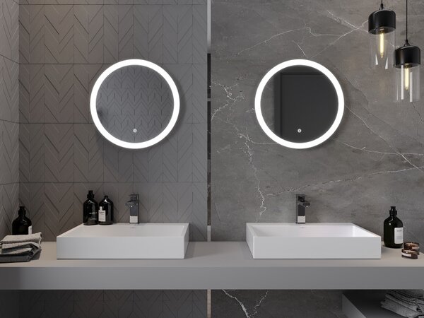 Oglindă de baie rotundă cu iluminare din spate LED Mexen Oro 50cm 6000K Pad de încălzire anti-aburire 9824-050-050-611-00
