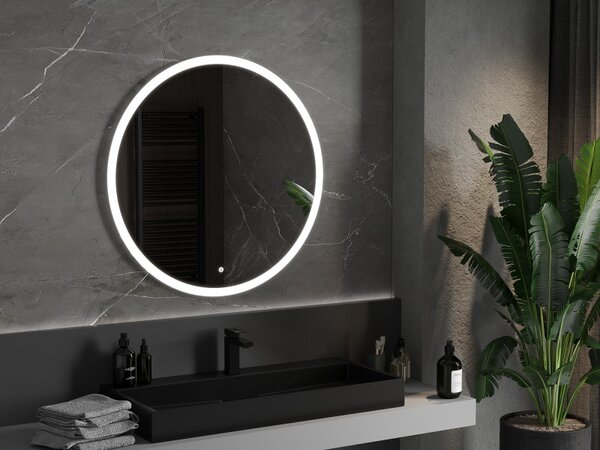 Mexen Oro, oglindă de baie rotundă cu iluminare din spate cu LED 90 cm, 6000 K, placa de încălzire anti-aburire, 9824-090-090-611-00