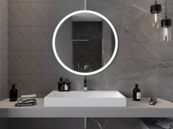 Mexen Oro, oglindă de baie rotundă cu iluminare din spate cu LED 90 cm, 6000 K, placa de încălzire anti-aburire, 9824-090-090-611-00
