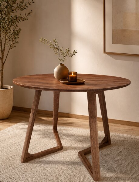 Masa rotunda dining din lemn masiv TERRA WALNUT 100x100x75 cm