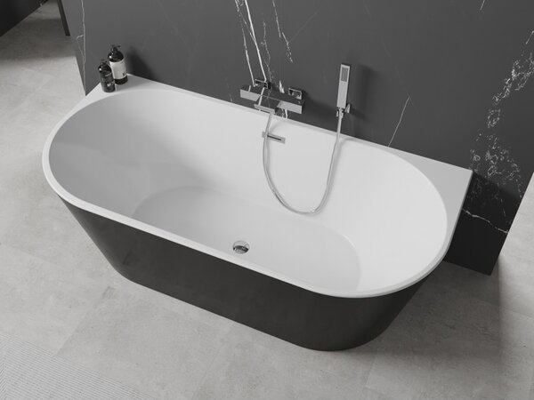 Cada Mexen Oval, de sine stătătoare, montată pe perete 150 x 75 cm, alb-negru, preaplin cromat, 52671507575-01
