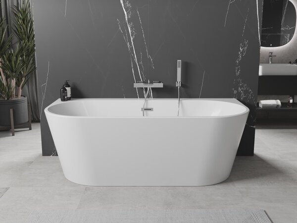 Mexen Oval+, cadă de sine stătătoare pe perete 170 x 80 cm, alb lucios, crom preaplin, 52681708000-01