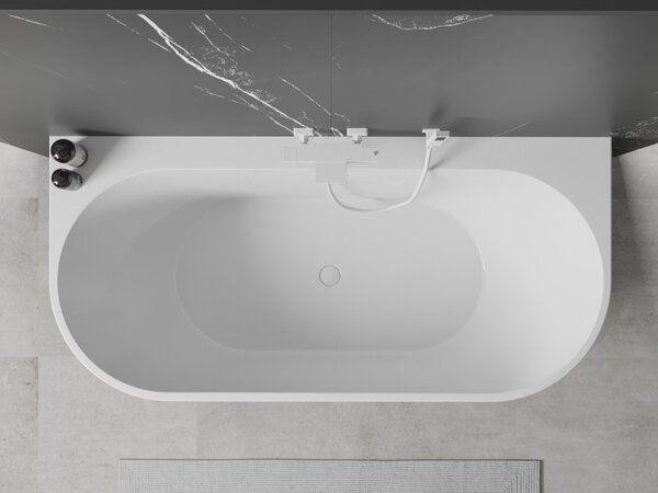 Mexen Oval+, cadă de sine stătătoare pe perete 170 x 80 cm, alb lucios, alb preaplin, 52681708000-20