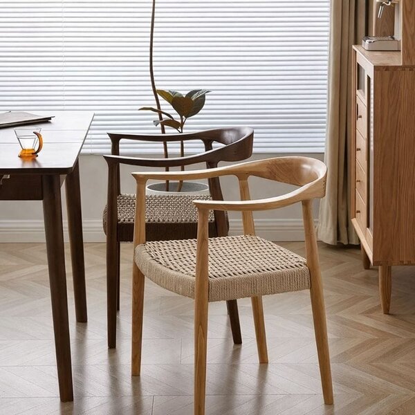 Scaun dining cu șezut împletit Nordic Wood Oak