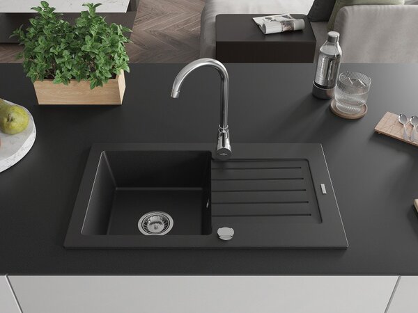 Mexen Pablo - chiuveta granit 75,2x43,6cm, 1 camera, negru, 6510751010-77