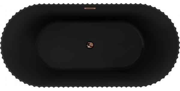 Mexen Paola, cadă de sine stătătoare, canelată, 150 x 75 cm, negru mat, aur roz, 52721507571-60