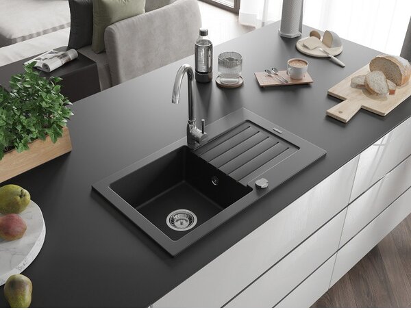 Mexen Pablo - chiuveta granit 75,2x43,6cm, 1 camera, negru, 6510751010-77