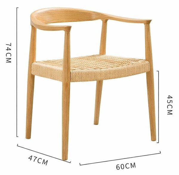 Scaun dining cu șezut împletit Nordic Wood Oak