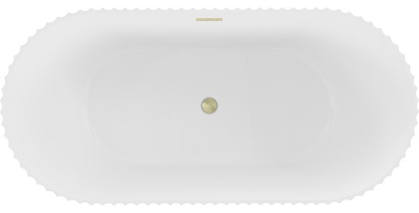 Mexen Paola, cadă de sine stătătoare, canelată, 150 x 75 cm, alb mat, preaplin auriu mat, 52721507501-55