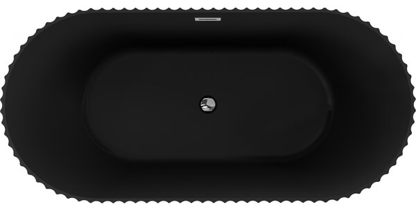 Mexen Paola, cadă de sine stătătoare, canelată, 150 x 75 cm, negru mat, preaplin cromat, 52721507571-01