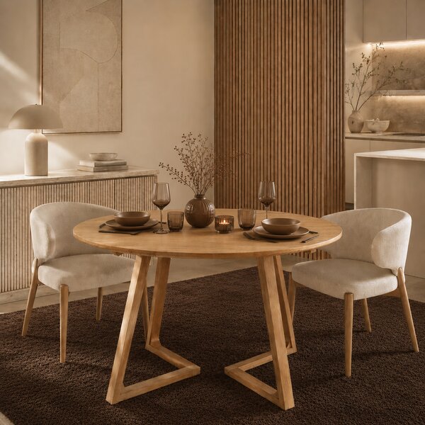 Masa rotunda dining din lemn masiv Terra Oak 100x100x75 cm