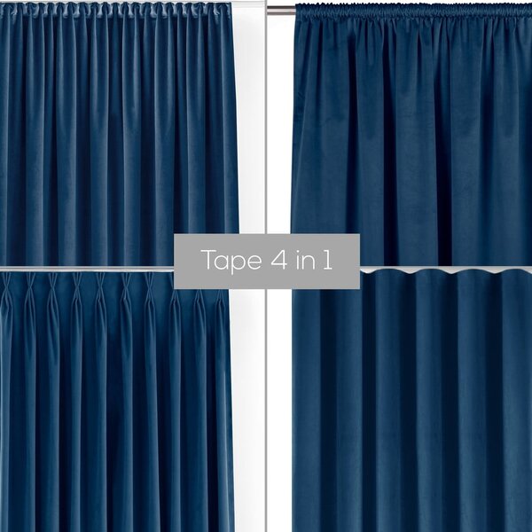Draperie albastră dimout (semi-opacă) din catifea 140x270 cm Velto – Filumi