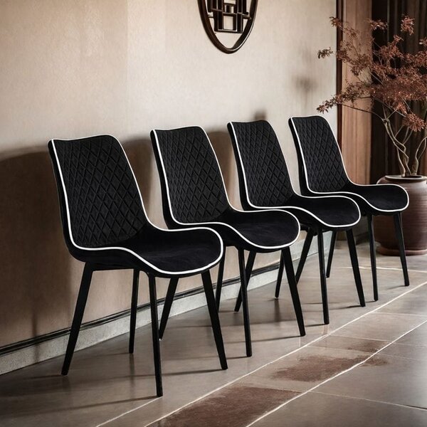 Scaun dining Milano din velur Black