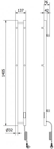 Mexen Pino, element electric de încălzire cu suport pentru prosoape 1405x137 mm, 150 W, alb, W301-1405-137-00-20